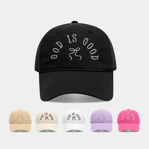 Cotton Baseball Cap God Is Good Bow Embroidery Adjustable Fashion Casual Outdoor Sun Hat For Women Men