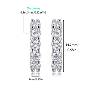 S925 Sterling Silver Moissanite Hoop Earrings with dimensions and 18K gold plating