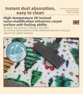 Detail of Christmas tree mat showing 3D stain-resistant fibers and easy vacuum cleaning