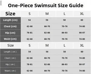 Size chart for navy high-waisted bikini set with length chest hip and waist measurements