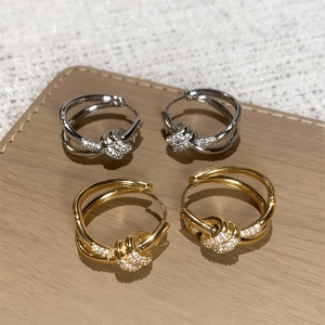 Knot Hoop Earrings Real Gold Plated Copper With Zircon Pave Chic Minimalist Twist Design For Women Elegant Jewelry
