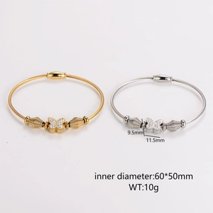 Butterfly magnetic steel wire bracelets in gold and silver finish for women