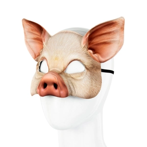 Realistic EVA pig half mask with detailed skin texture and 3D ears for Mardi Gras parties