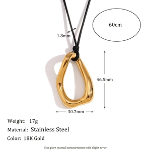 Irregular geometric circle pendant necklace in 18K gold plated stainless steel