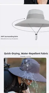 Détail du tissu imperméable et respirant montrant des gouttes d'eau sur le chapeau d'été