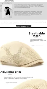 Detalle de la textura de malla transpirable y la visera ajustable de la gorra plana