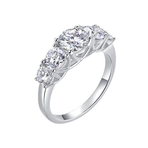 Elegant S925 sterling silver ring with five graduated round moissanite stones