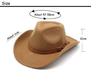Size chart showing 57-58cm head circumference and 8cm brim width for the fedora hat
