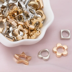 Colorful CCB geometric star and heart beads in gold and silver for DIY jewelry
