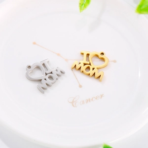 I Love Mom Lettres Charms En Acier Inoxydable Pendentifs Cœur Creux Pour La Fabrication De Bijoux DIY Collier Boucles D'oreilles