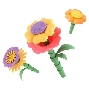 Educational flower garden building block set for kids with colorful floral pieces