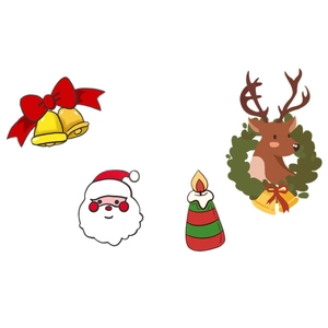 Christmas wall stickers set featuring Santa, golden bells, candles, and reindeer motifs