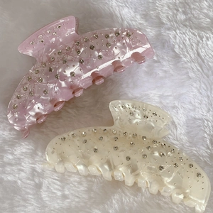 Pince à Cheveux en Strass avec Texture Marbre Grande Pince Crabe Perlée pour Femmes Accessoires de Coiffure Élégants
