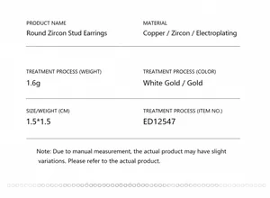 Detailed size and material chart for copper hoop earrings with cubic zirconia stones
