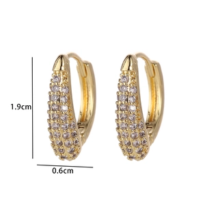 Detailed dimension guide for gold cubic zirconia earrings showing 1.9cm height and 0.6cm width