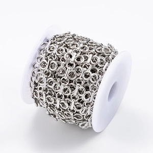 Silver stainless steel clover chain roll for DIY jewelry making and necklaces