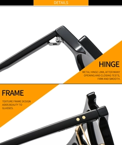 Detail of sturdy metal hinge and decorative frame rivets on punk round sunglasses
