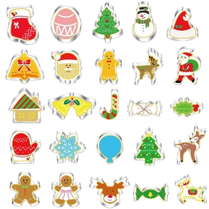 25-piece stainless steel Christmas cookie cutter set featuring diverse festive shapes