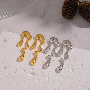 Boucles d'oreilles géométriques irrégulières en forme de goutte, finitions or et argent