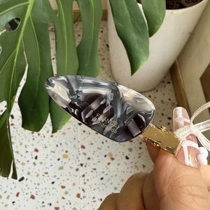 Handmade marble resin hair clip with gold metal base and France lettering