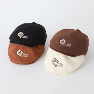 Béret Bébé Mélange Coton Broderie Loutre Style Corέen Enfant Casquette Plate Mignon Extérieur Protection Solaire Respirant