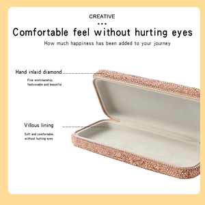 Sparkling diamond car eyeglass storage box in rose gold with soft villous lining