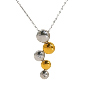 Collier 2025 en acier inoxydable avec pendentif grappe bicolore et petits cristaux