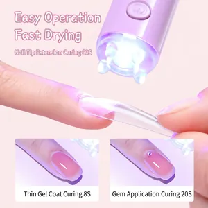 Portable purple handheld UV LED nail lamp with cat ears for quick drying and curing