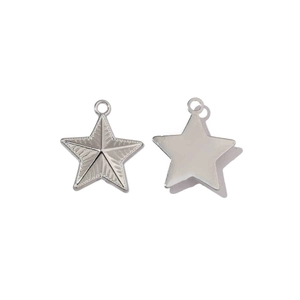 Detailed front and back view of faceted star-shaped stainless steel pendant charms