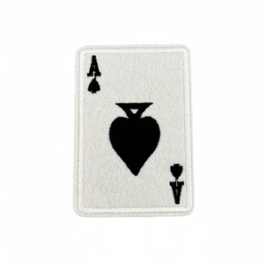 Ace of Spades embroidered patch with high-quality stitching and black and white design