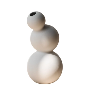 Minimalistische weiße matte Keramikvase mit dreifach gestapeltem Kugeldesign für die Deko