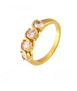 Detailed specs of S-shaped 18k gold plated stainless steel ring with 0.5cm zircons