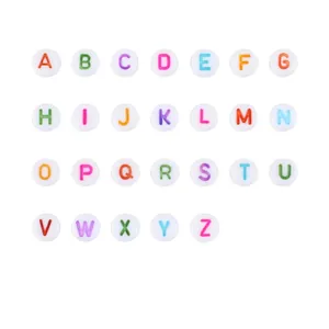 Colorful A-Z alphabet acrylic flat beads 4x7mm for DIY jewelry making and crafts