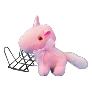 Süßer rosa Plüsch-Einhorn-Schlüsselanhänger mit Schleife, weiches Stofftier-Geschenk