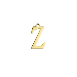 Polished gold stainless steel letter Z pendant with smooth mirror finish for DIY jewelry