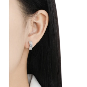 Luxury S925 sterling silver clover earrings with full pavé crystals on female model