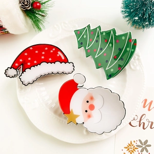 Christmas hair clips set with Santa, Xmas tree and hat designs for holiday styling