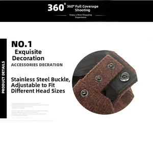 Detailed view of adjustable brown wool cap strap with high-quality stainless steel buckle