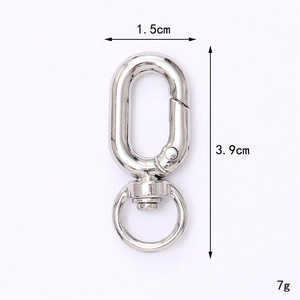 Polished zinc alloy swivel lobster clasp for DIY bags, 3.9cm height and 1.5cm width