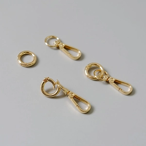 Golden metal lobster clasps and spring ring connectors for handbag and jewelry making