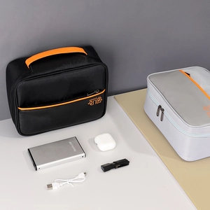High-capacity digital storage bag for cables and power banks in grey and black