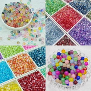 Round Glass Loose Beads Frosted Crackle Jelly Transparent For DIY Jewelry Making Bracelet Necklace Craft