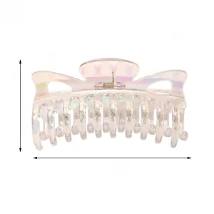 Detailed size view of a 12cm transparent iridescent hair claw clip with dimensions