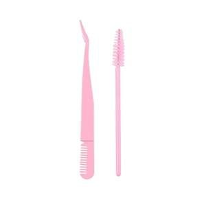 Pink DIY eyelash kit featuring a dual-ended brush comb and a professional spiral spoolie