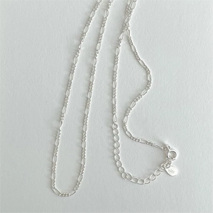 Minimalist 925 Sterling Silver Figaro Chain Necklace Dainty Simple Korean Style Fine Jewelry For Women