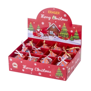 Christmas crystal ball eraser gift set in red holiday box with festive ribbons