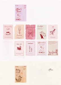 Detailed view of vintage themed stickers specifications for DIY scrapbooking