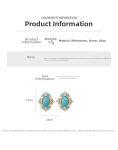 Guide des tailles détaillé pour boucles d'oreilles vintage avec cristaux et pierre verte