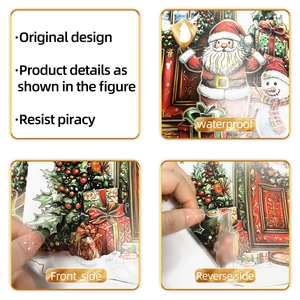 Details der wasserfesten transparenten Weihnachts-Wandsticker mit Weihnachtsmann-Motiven