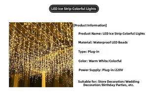 Dettaglio di luci a LED a ghiacciolo impermeabili con spina 220V e luce bianco caldo